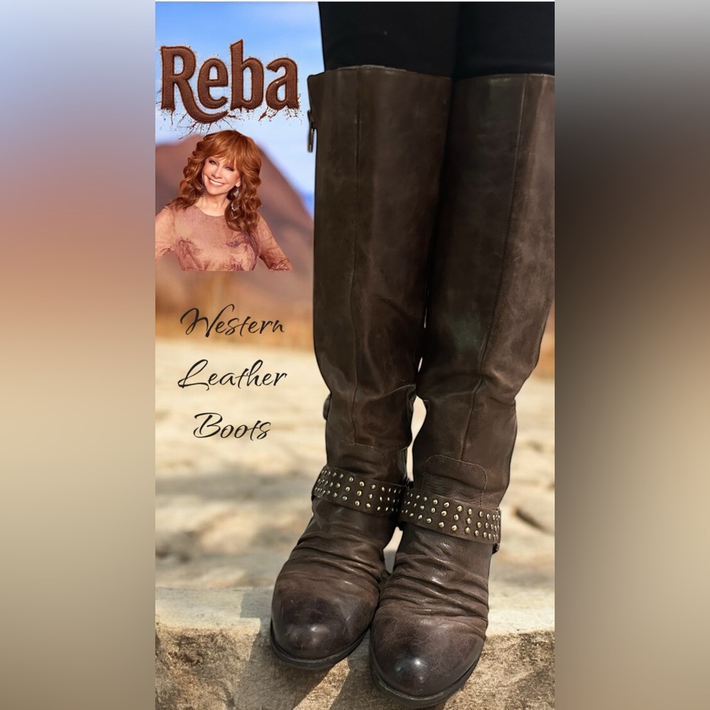 Western Leather Boots - Brown